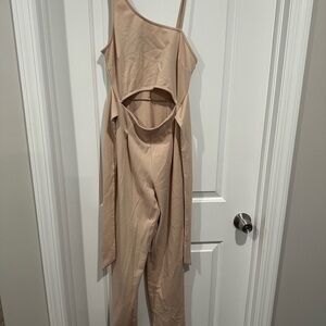 Kittenish Tan Asymmetrical Jumpsuit